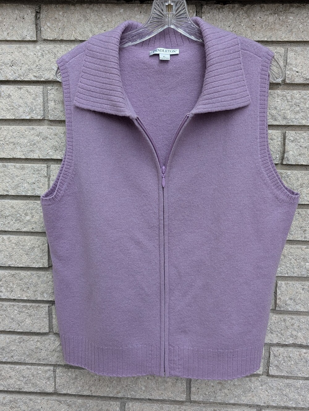 Pendleton 100% Wool Women's Vintage Purple Zipper Vest Knit Size Extra Large